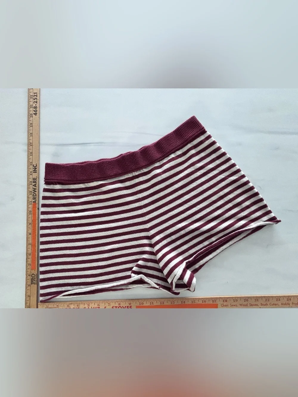 aerie Maroon and White Striped Bike Shorts